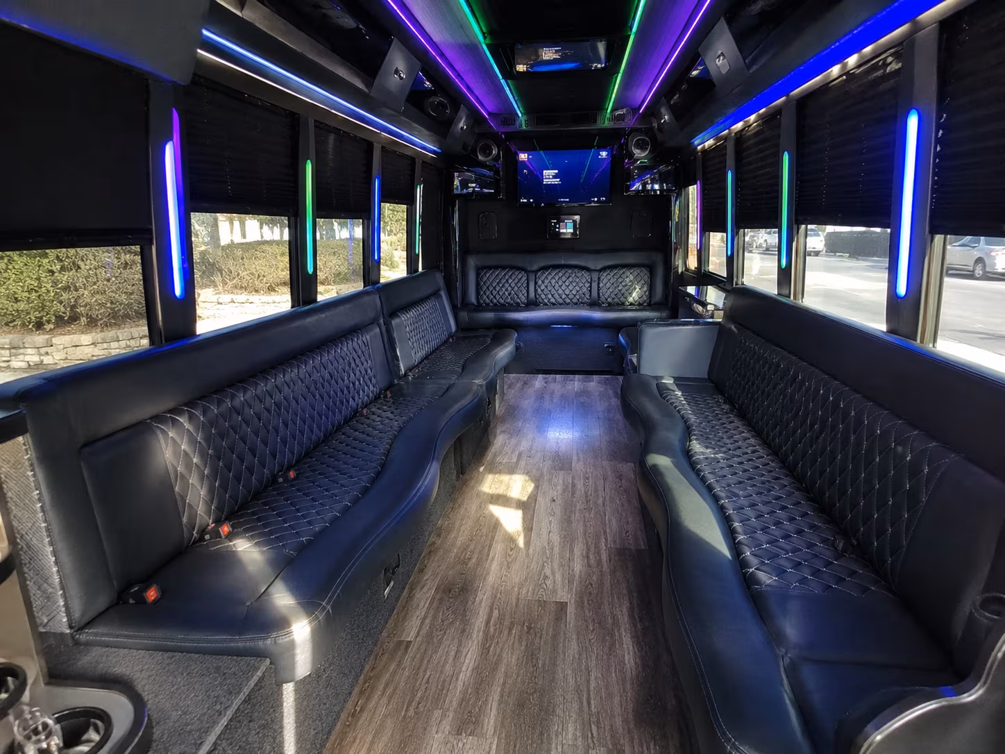 mentor 15 passenger party bus interior