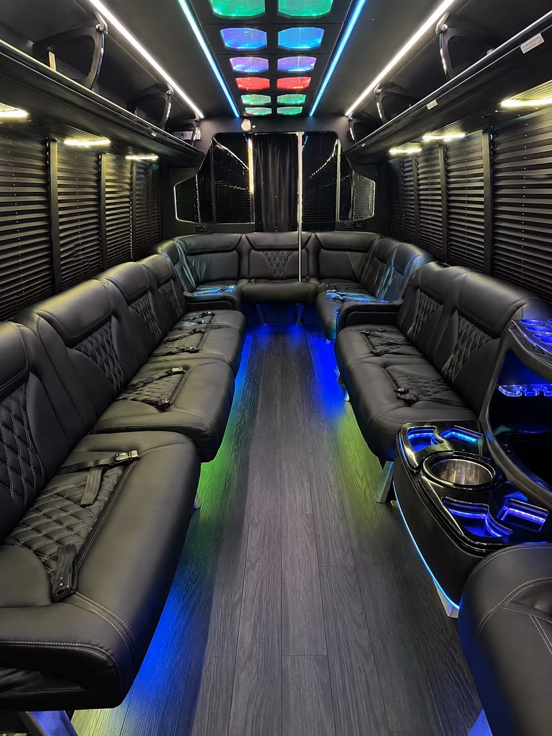 mentor 20 passenger party bus interior