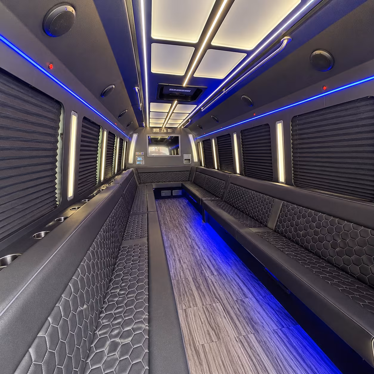 mentor 30 passenger party bus interior