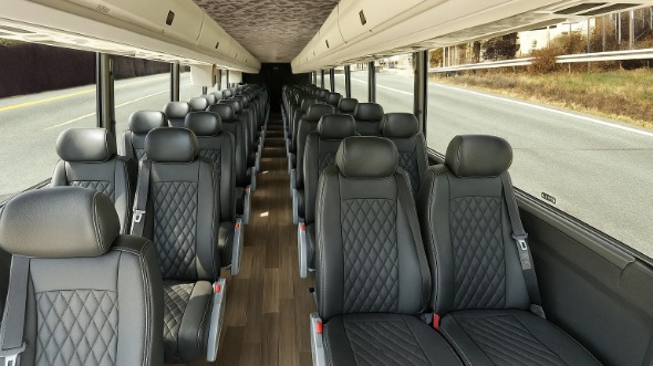 Interior of Charter Bus Company Mentor's 28 Passenger Mini bus in Mentor
