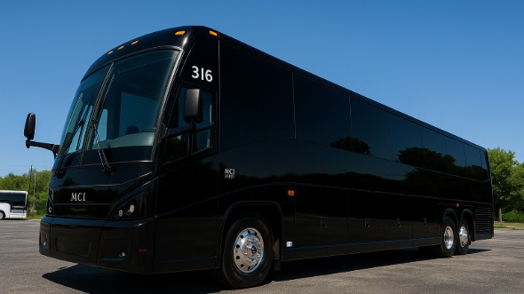 Exterior of Charter Bus Company Fort Wayne's 54 Passenger Charter Bus in Fort Wayne