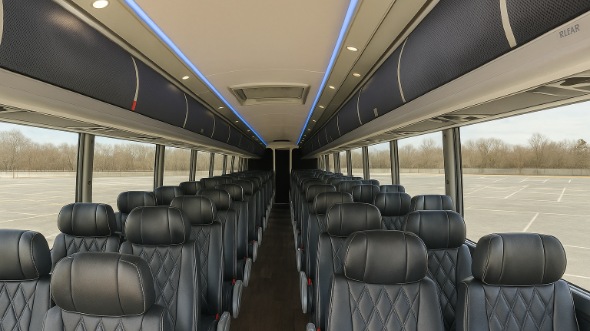 Interior of Charter Bus Company Akron's 54 Passenger Charter Bus in Akron