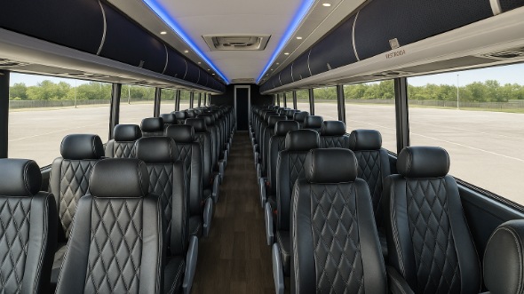Interior of Charter Bus Company Mentor's 56 Passenger Charter Bus in Mentor