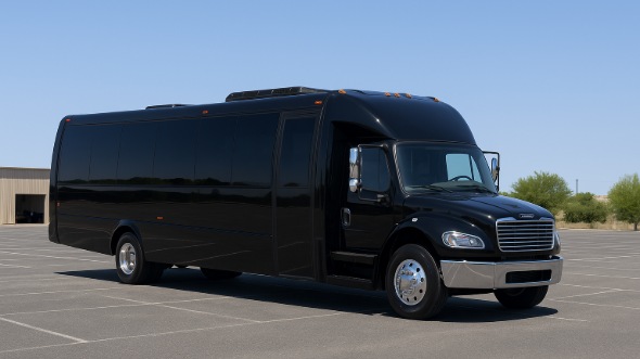 Exterior of Charter Bus Company Mentor's Party Bus in Mentor