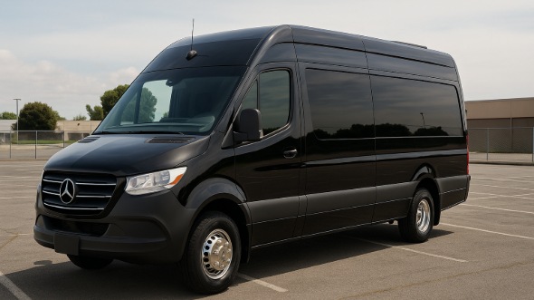 Exterior of Charter Bus Company Mentor's Sprinter Van Rental With Driver in Mentor